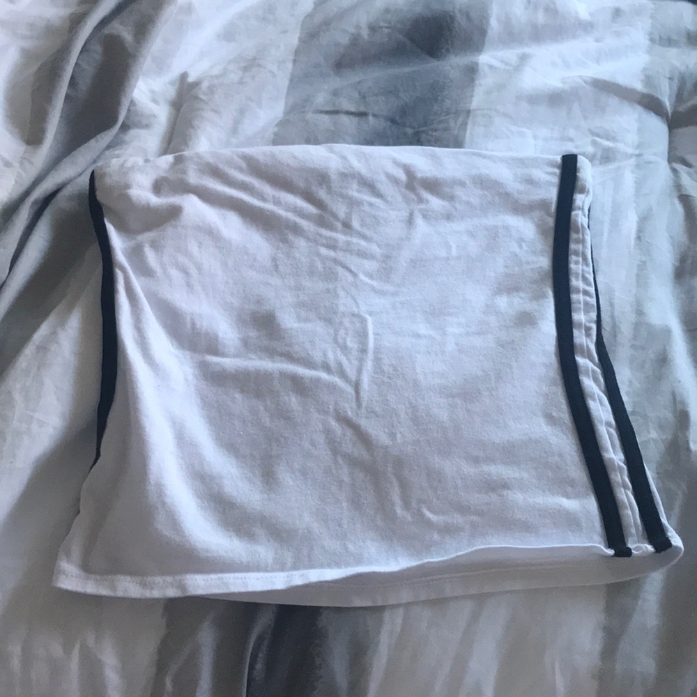 White tube top with black striped sides